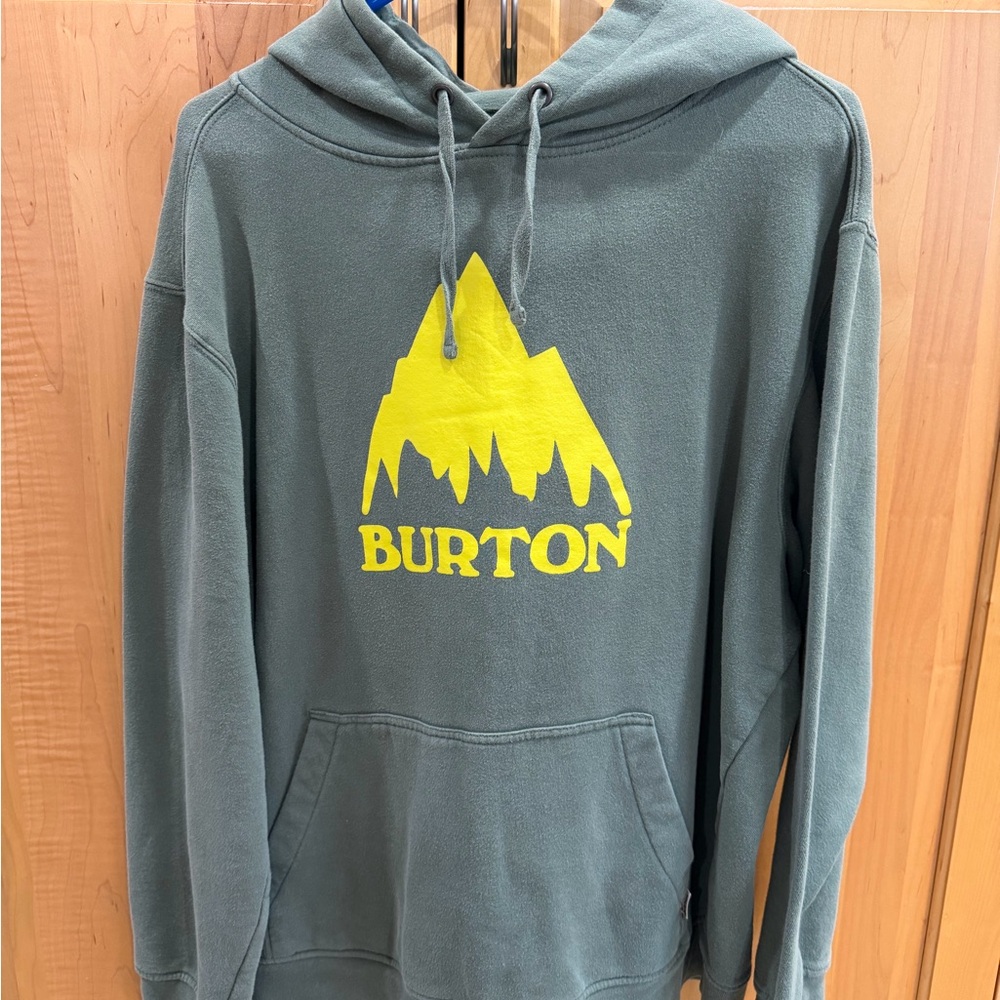 Burton Forest Green Hoodie with Bold Yellow Graphic